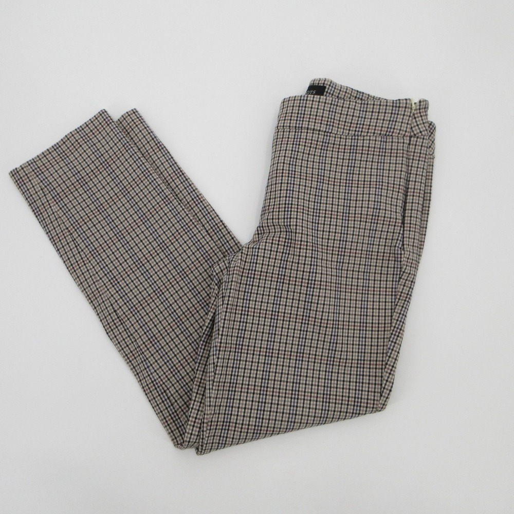 Talbots Chatham Ankle Pants Size 2 Plaid Side Zip Tapered Business Casual Tan